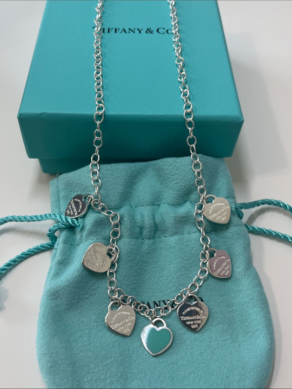 Tiffany & Co. Return to Tiffany 7 Mini Multi Heart Tag Necklace in Silver